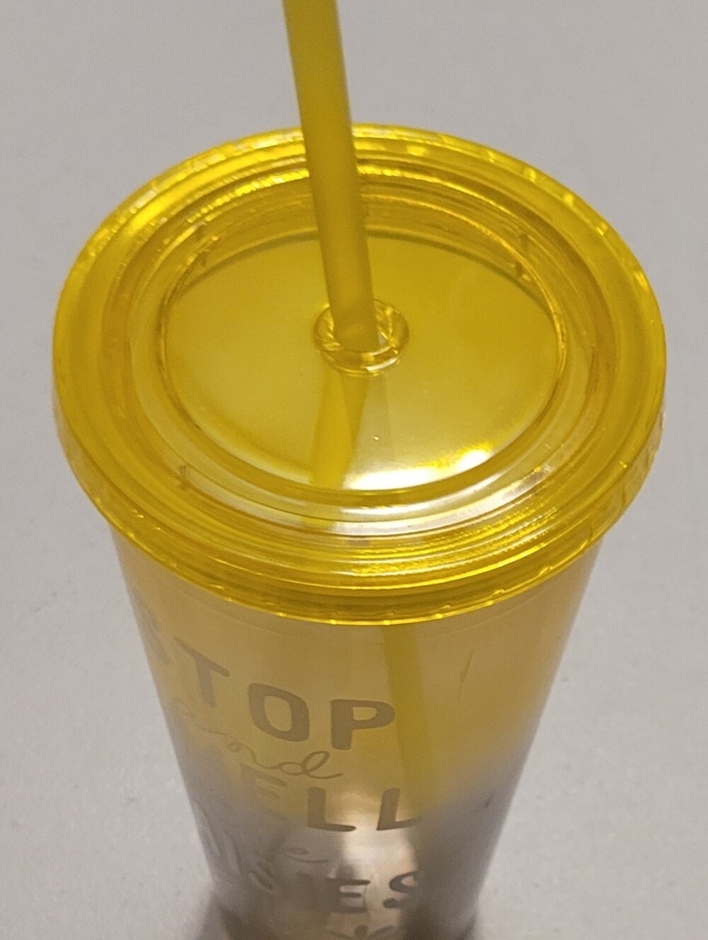 Yellow Insulated Acrylic Tumbler with Straw - Clear Yellow Drinkware